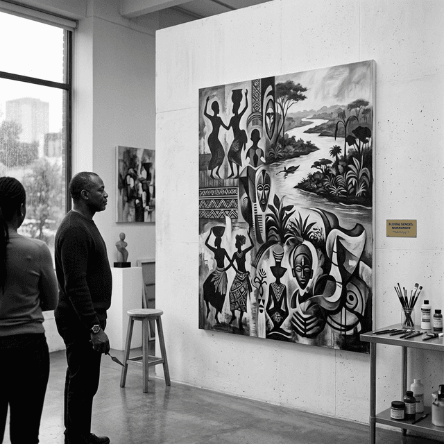 Artiste en pleine création dans son atelier